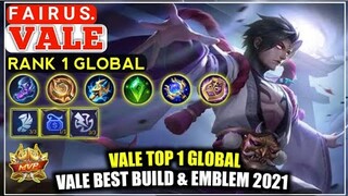 Vale Best Emblem & Build 2021 Play by F A I R U S. Top 1 Global Vale - Mobile Legends