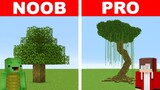 NooB Secret Mikey's Tree vs JJ's PRO Tree House in Minecraft (Maizen JJ Mikey) hypercow challenge