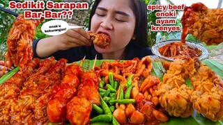 PEDAS MELELEH⁉️ SPICY BEEF ENOKI AYAM KENTUCKY CABE RAWIT MENTAH MUKBANG