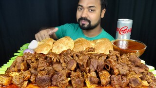 2 KG SPICY DESI STYLE MUTTON CURRY, SOFT MINI LUCHI/ PURI, SALAD, COKE ASMR MUKBANG EATING SHOW ||