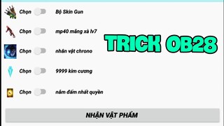 [Free Fire] Cài đặt Trick và nhận vĩnh viễn 5000kc , Skin mp40 mãng xà lv7 tại OB28