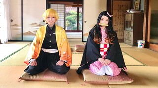 Cosplay of Nezuko and s Zenitsu from "Demon Slayer"