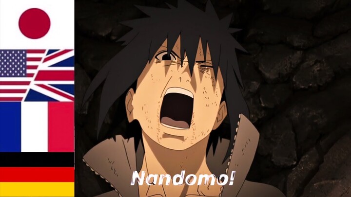 Sasuke screaming “Nandomo” in different languages | Naruto