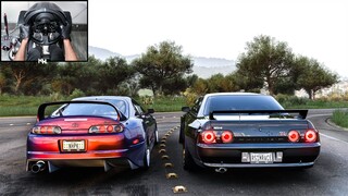 1600HP Toyota Supra MK4 & Nissan Skyline R32 GTR CONVOY | Forza Horizon 5 | Steering Wheel Gameplay