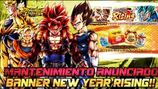 NUEVO BANNER NEW YEAR RISING MANTENIMIENTO ANUNCIADO DRAGON BALL LEGENDS