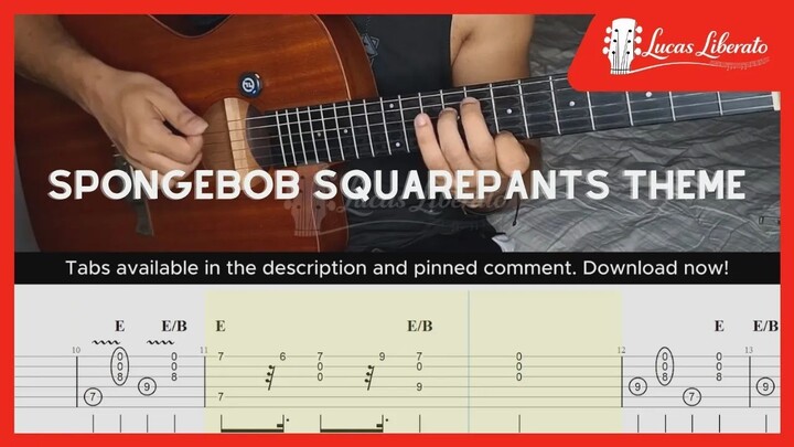 SpongeBob SquarePants Theme | Fingerstyle Guitar | Free Tabs + On Screen TAB
