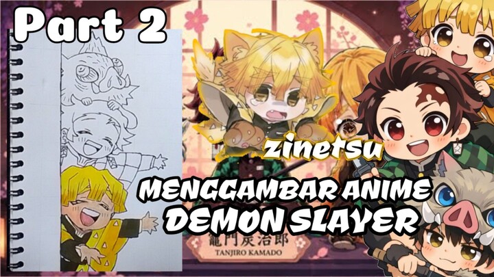 Menggambar karakter anime DEMON SLAYER ( ZINETSU AGATSUMA ) PART 2