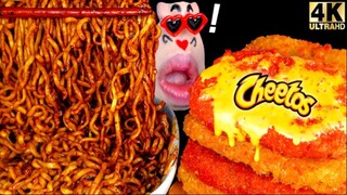 [Real Mouth] Mỳ tương đen, khoai tây chiên chấm phô mai béo ngậy, giòn giòn #asmr #mukbang