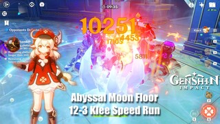 Genshin Impact - Klee Lv 90 Abyssal Moon Floor 12-3 First Half Speed Run Gameplay