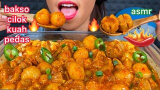 MAKAN BAKSO CILOK KUAH PEDAS *EATING SPICY MEATBALLS+ TAPIOCA BALLS ASMR 먹방 Sounds