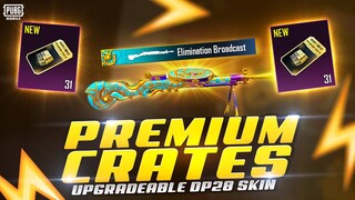 PREMIUM CRATES PUBG MOBILE | FREE UPGRADEABLE DP28 SKIN | PREMIUM CRATES OPENING