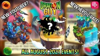 ALL AUGUST 2021 EVENTS (New YouTuber Dragons, Heroic Race & Many More) | Dragon City 2021 |