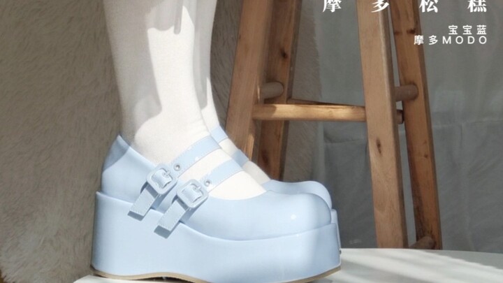 Baby Blue Platform Shoes ★ MODO – Fluffy Light Blue Lolita Shoes, Try-On & Showcase