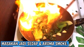 CARA MASAK KELUAR API DI WAJAN || PAKAI KOMPOR RUMAHAN.