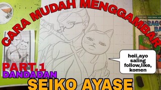 cara yg sangat mudah menggambar anime DANDADAN nenek SEIKO AYASE part.1 sketsa