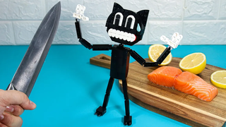 CARTOON CAT LEGO และ Browned Butter Honey Salmon - Stop Motion Cooking & วิดีโอตลก ASMR