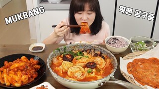 요리 먹방 :) 만두전골, 라이스페이퍼 김치전, 비엔나떡볶음.(티리난지 피렌체 웍팬 공구중!!)