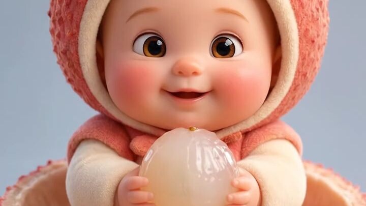 Kawaii Lychee Fruit Baby 荔枝宝宝的大笑，看哭了！