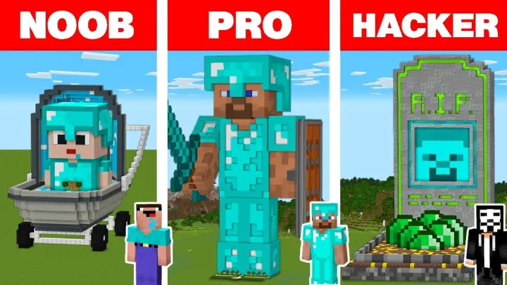 Minecraft NOOB vs PRO vs HACKER: PRO'S BIRTH TO DEATH HOUSE BUILD CHALLENGE / Animation