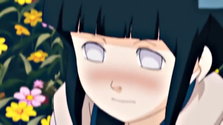 Why does Hinata blush when she sees Naruto?