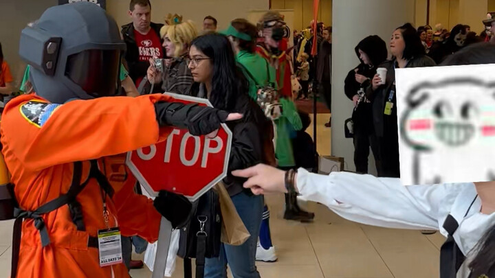 Company employees dancing spotted at a comic con