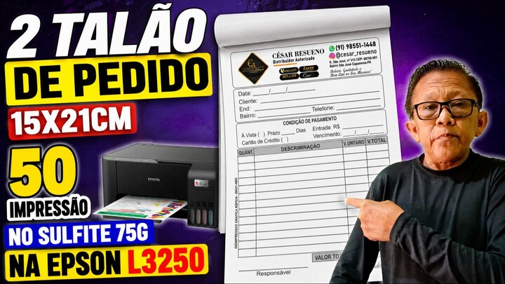 2 TALÃO DE PEDIDO 15X21CM 100 IMPRESSÃO NO SULFITE 75G NA EPSON L3250