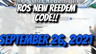 ROS REDEEM CODE SEPTEMBER 26 2021 | ROS FREE DIAS (ROS CODE UPDATE)