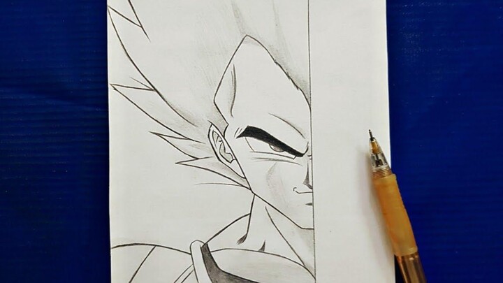 วิธีการวาด Vegeta (ดราก้อนบอล) ขั้นตอนผักครึ่งหน้าทีละขั้นตอน กวดวิชาง่าย