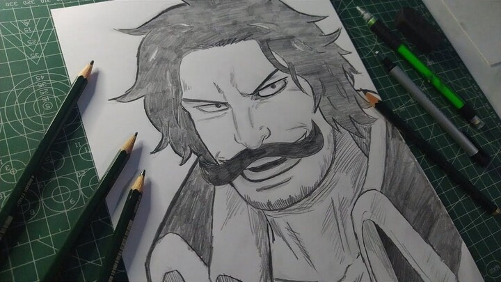 Drawing Gol D. Roger One Piece | Menggambar Raja Bajak Laut Gold Roger dari Awal Sampai Selesai**