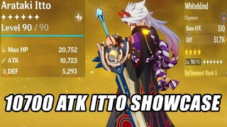 Itto C6 10700 Atk with Whiteblind R5 - Genshin Impact Full Def Build Showcase