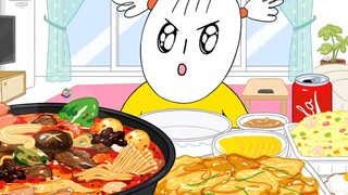 【foomuk动画】麻辣烫外卖！虾炒饭，麻辣火锅吃播