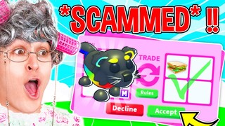 GRANNY Gets ROBBED By A *SCAMMER* In Adopt Me Roblox.. Adopt Me Trading *Mega Binturong* GONE WRONG!