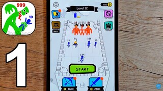 Merge Master: Stick Hero Fight - Gameplay Walkthrough Part 1 Stickman Hero Tower Defense Game