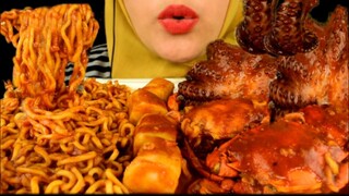 ANNYEONG HASEYO || ASMR MAKANAN KOREA || OCTOPUS,SAMYANG,KEPITING SAUS KOREA || ASMR INDONESIA