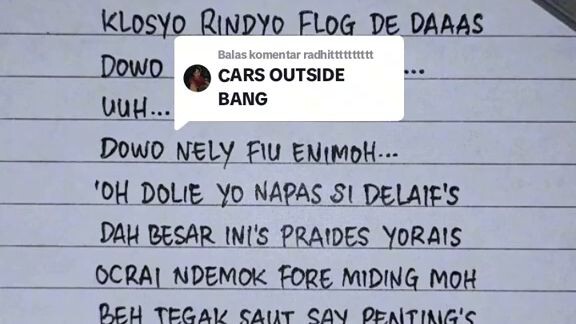 Cars outside, real lyrics