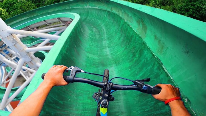 Extreme sports in an abandoned playground - parkour and riding