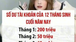 số dư tài khoản của 12 tháng sinh