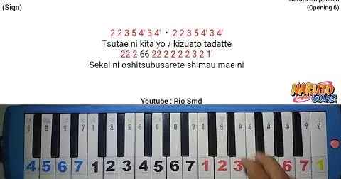 Naruto Shippuden OP 6 (Pianika Cover + Not Angka) - Bstation