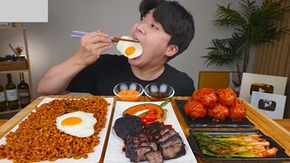 Mukbang mì cay thịt áp chảo #mukbang