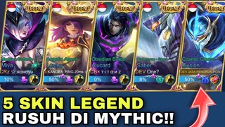 5 SKIN LEGEND RUSUH DI RANKED!! GUSION COSMIC GLEAM MENGGILA DEMAGE ++