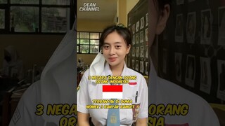 3 Negara Yang Banyak Orang Indonesia (Nomer 3 Banyak Banget) #shorts