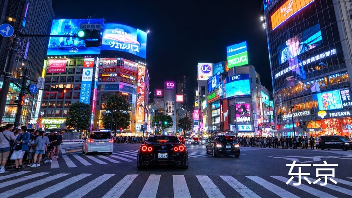 东京涩谷十字路口夜景｜沉浸式4K自驾