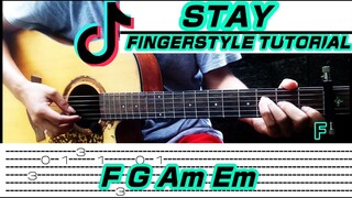 Stay - The Kid LAROI | Justin Bieber (Guitar fingerstyle) Tabs + Chords