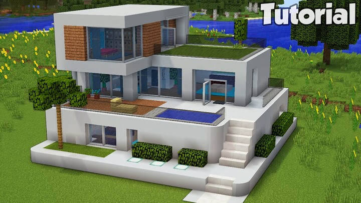 Minecraft: How to Build a Large Modern House Tutorial (Easy) #30 +Interior In Desc