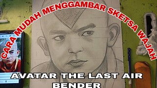 cara mudah menggambar sketsa Avatar the last air Bender Aang