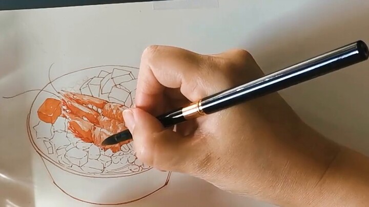 [It's Qu Mao Mao Ya de Watercolor] สอนวิธีวาดอาหารเบาๆ และง่ายๆ