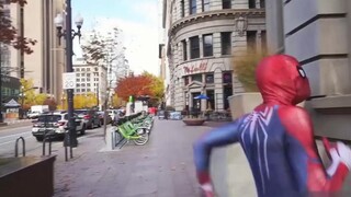 Parkour perspektif ketiga COS Spider-Man momen indah