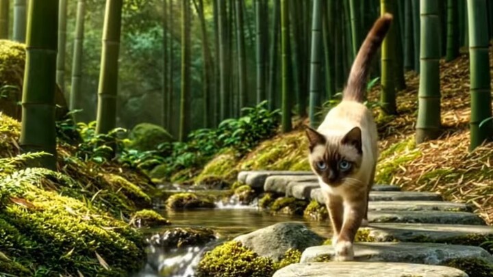 Deep within the bamboo forest, the whispers of towering stalks blend harmoniously with the gentle s