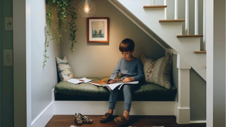 Không gian dưới cầu thang không chỉ dùng để cất đồ, trang trí kiểu này còn khiến cả khu chung cư phả