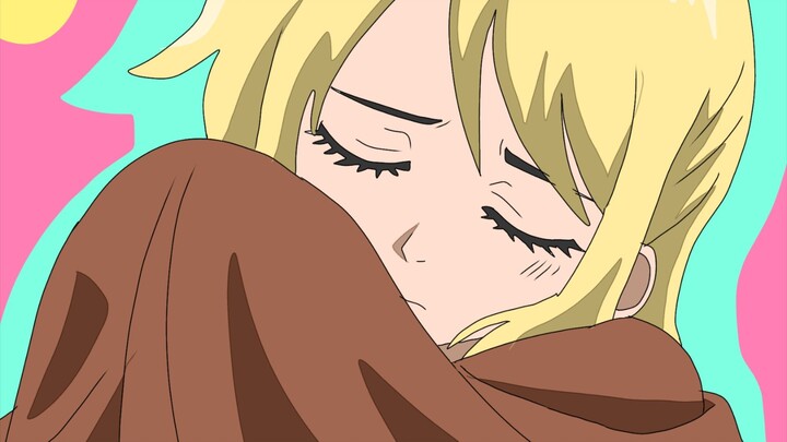 Gambar Lucy yg sedang tertidur di dalam jam sihirnya